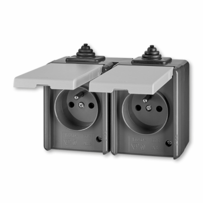 Instalační zásuvka dvojnásobná nástěnná 5518-2069S IP44