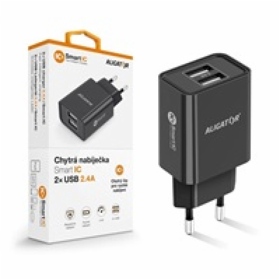 Chytrá síťová nabíječka ALIGATOR 2.4A, 2xUSB, smart IC, č...