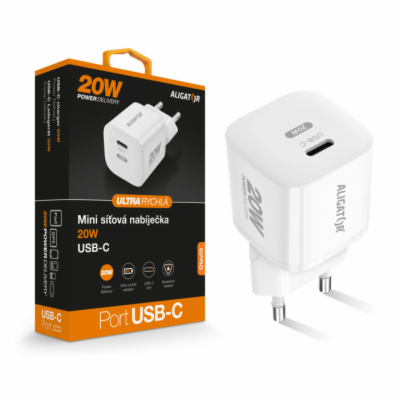 Chytrá mini síťová nabíječka ALIGATOR Power Delivery 20W,...