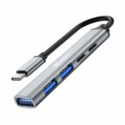 Sandberg USB-C hub Saver, porty 2xUSB-A a 2xUSB-C, stříbrná