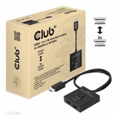 Club3D Switch, HDMI na 2xHDMI Oboustranný 2v1, 8K60Hz, 4K...