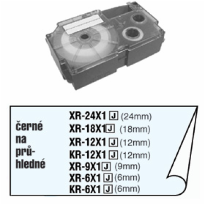 Páska do štítkovače Casio XR-18X1, 18 mm, XR, 8 m, černá/...