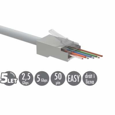 Univerzální EASY konektor RJ45 CAT5E STP 8p8c na drát i l...