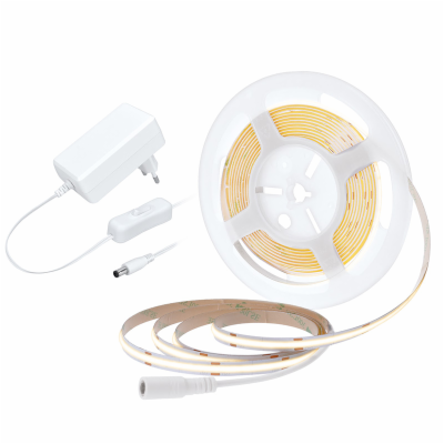 Solight LED COB pásek, sada s adaptérem, vypínač, 5m, 8W/...