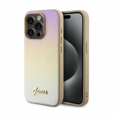 Guess PU Leather Iridescent Metal Script Zadní Kryt pro i...