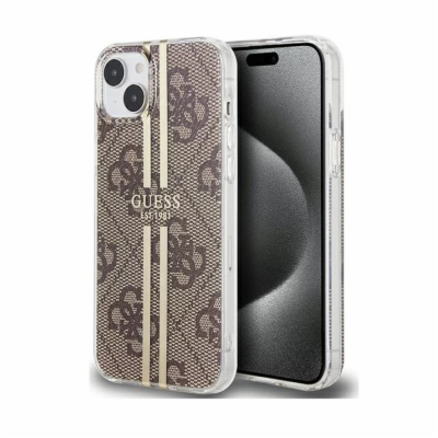 Guess IML 4G Gold Stripe Zadní Kryt pro iPhone 15 Brown G...