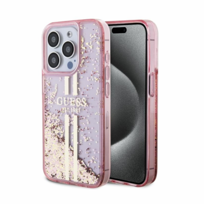 Guess PC/TPU Liquid Glitter Gold Stripe Zadní Kryt pro iP...