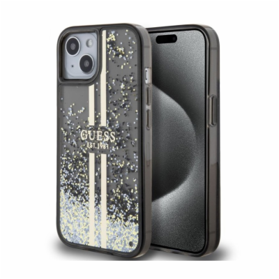 Guess PC/TPU Liquid Glitter Gold Stripe Zadní Kryt pro iP...