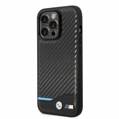 BMW M PU Carbon Blue Line Zadní Kryt pro iPhone 14 Pro Bl...