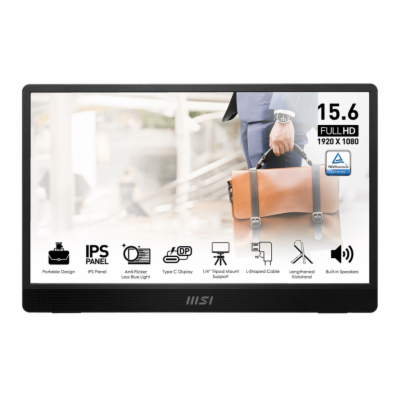 MSI přenosný ultra tenký monitor PRO MP161 E2, 15,6" IPS/...