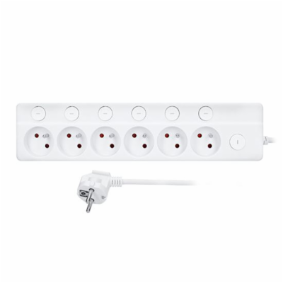 Solight 6z prodlužovací přívod, 3m, 3 x 1mm2, bílý, 6+1 v...