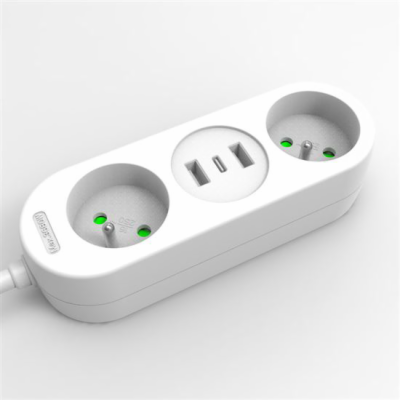 Solight 2z + USB A+C 17W, cestovní prodlužovací přívod 1....