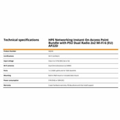 HPE Aruba Instant On Access Point AP22D Bundle with PSU D...