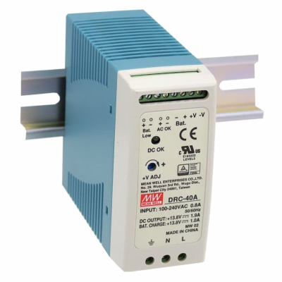 MEANWELL DRC-40A Zdroj 12-15V/1,9A, výstup na baterii 1A,...