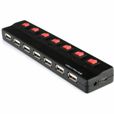 PremiumCord USB 2.0 HUB 7-portový s ext. napájením a vypí...
