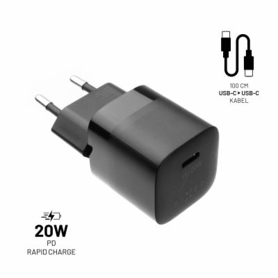 FIXED nabíječka, USB-C,USB-C/USB-C kabel,1m, 20W