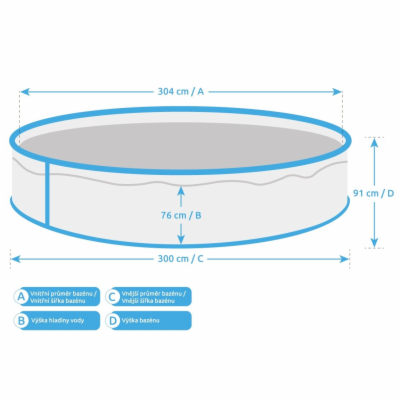 Marimex Bazén Orlando 3,05 x 0,91 m ŠEDÁ, bazén, fólie, s...