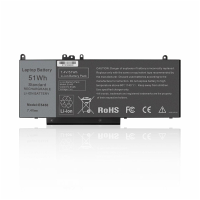 DeTech Baterie pro notebooky Dell Latitude E5250 - 51Wh 7...