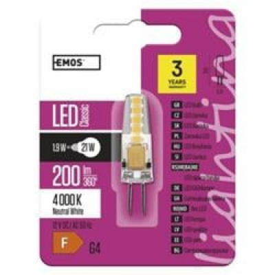 Emos LED žárovka JC, 2W/22W G4, NW neutrální bílá, 210 lm...
