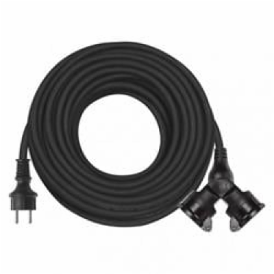 Venkovní prodlužovací kabel 25m / 2 zásuvky / černý / gum...