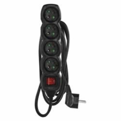 Prodlužovací kabel 3 m / 4 zásuvky / s vypínačem / černý ...