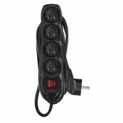 Prodlužovací kabel 5 m / 4 zásuvky / s vypínačem / černý ...