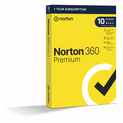 NORTON 360 PREMIUM 75GB +VPN 1 uživatel pro 10 zařízení n...