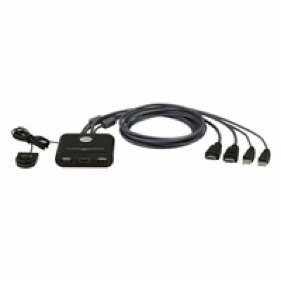 ATEN 2-port HDMI KVM USB mini, integrované kabely, tlačít...