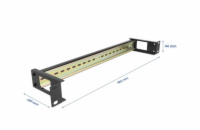 Delock 19” Panel na lištu DIN s bočním vstupem pro kabel, 1U, černý