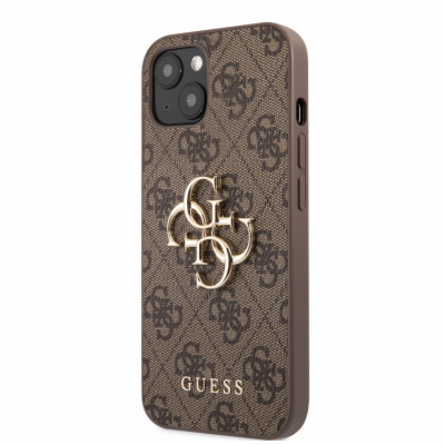 Guess PU 4G Metal Logo Zadní Kryt pro iPhone 13 Brown  Gu...