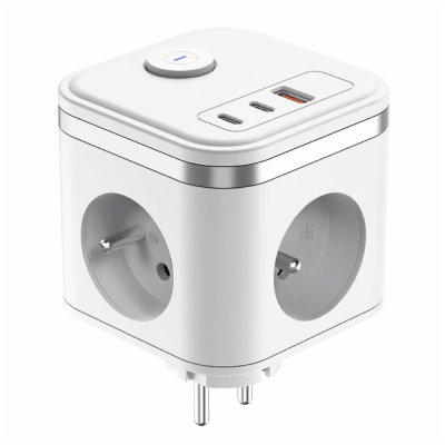 Síťový adaptér VIKING Y33, bílá/Output:3xAC,1xUSB-A,2xUSB...