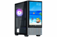 Zalman skříň Z10 DS / Middle Tower / 3x120mm fan / 2x USB 3.0 / USB-C / odnímatelný 15.6 displej / tvrzené sklo / černá