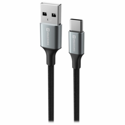 SWISSTEN DATOVÝ KABEL TEXTILE II USB / USB-C 1,5 M ČERNÝ