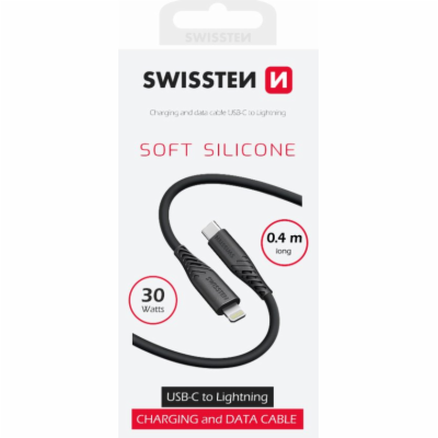 SWISSTEN DATOVÝ KABEL SOFT SILICONE USB-C / LIGHTNING 0,4...