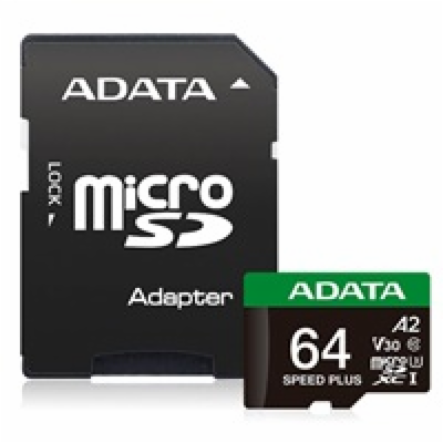 ADATA MicroSDXC karta 64GB Speed Plus, U3, C10, A2, V30 (...