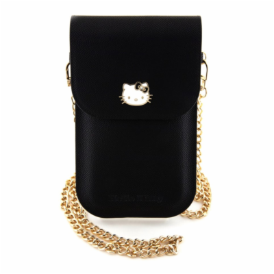 Hello Kitty PU Leather Metal Logo Taška na Telefon - čern...