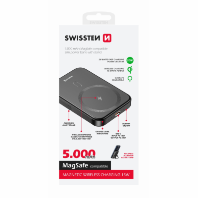Swissten power bank pd 20w 5000 mah (kompatibilní s magsafe)