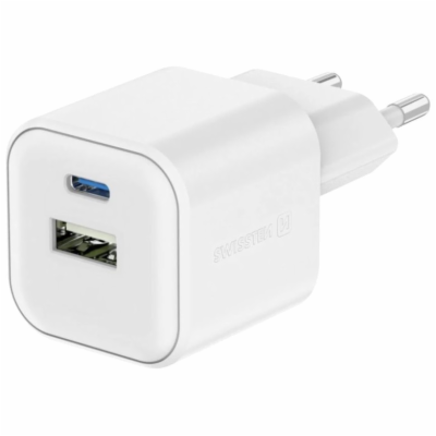 Swissten síťový adaptér gan 1x usb-c 20w pd a 1x usb-a 18...