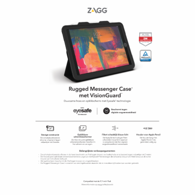 ZAGG klávesnice Rugged Messenger Kryt UK + VG IPad 9.7