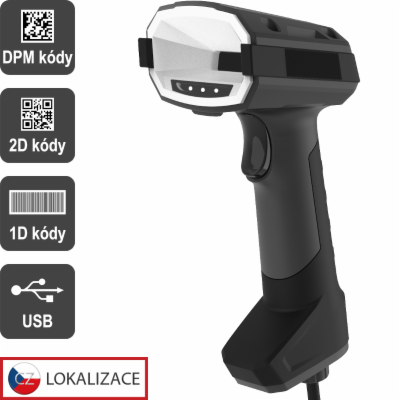 Virtuos CCD 2D DPM průmyslová čtečka HT-880DPM, USB, tmav...
