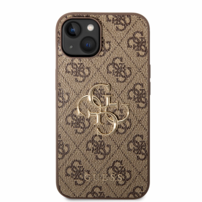 Guess PU 4G Metal Logo Zadní Kryt pro iPhone 14 Brown Gue...