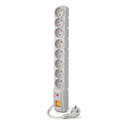 Acar S8 1,5m kabel, 8 zásuvek, šedá