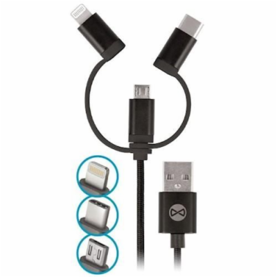 Datový kabel Forever 3v1 USB/microUSB, Lightning, USB-C 1...