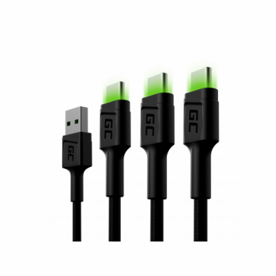 GreenCell Sada 3x Green Cell GC Ray USB-C kabel 120 cm, L...
