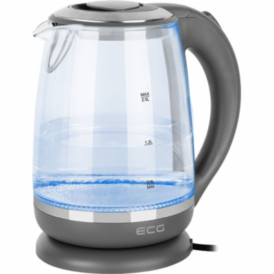 ECG RK 2020 Grey Glass Skleněná rychlovarná konvice, 2 l