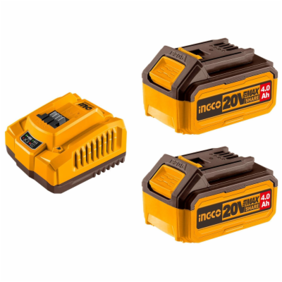 Ingco FBCPK1424E nabíječka + 2ks baterie 4,0A pro 20V Li-...