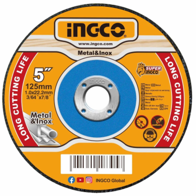 Ingco MCD101251 Řezný kotouč na kov 125 x 1 x 22,2 mm