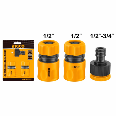 Ingco HHCS03122 Spojka hadicová 1/2" 2ks + mezikus 1/2" -...