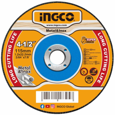Ingco MCD121155 Kotouč řezný na kov, 115 x 1,2 x 22,2 mm,...