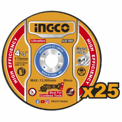 Ingco MCD11011525 Kotouč řezný kov 115 x 1,2 x 22,2 mm, s...